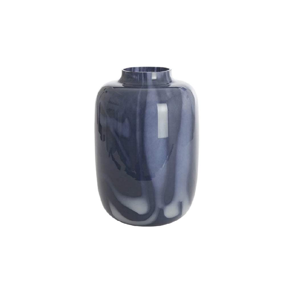 Ceramic Marble Finish Decorative Vase - Dark Blue, Modern Home Accent