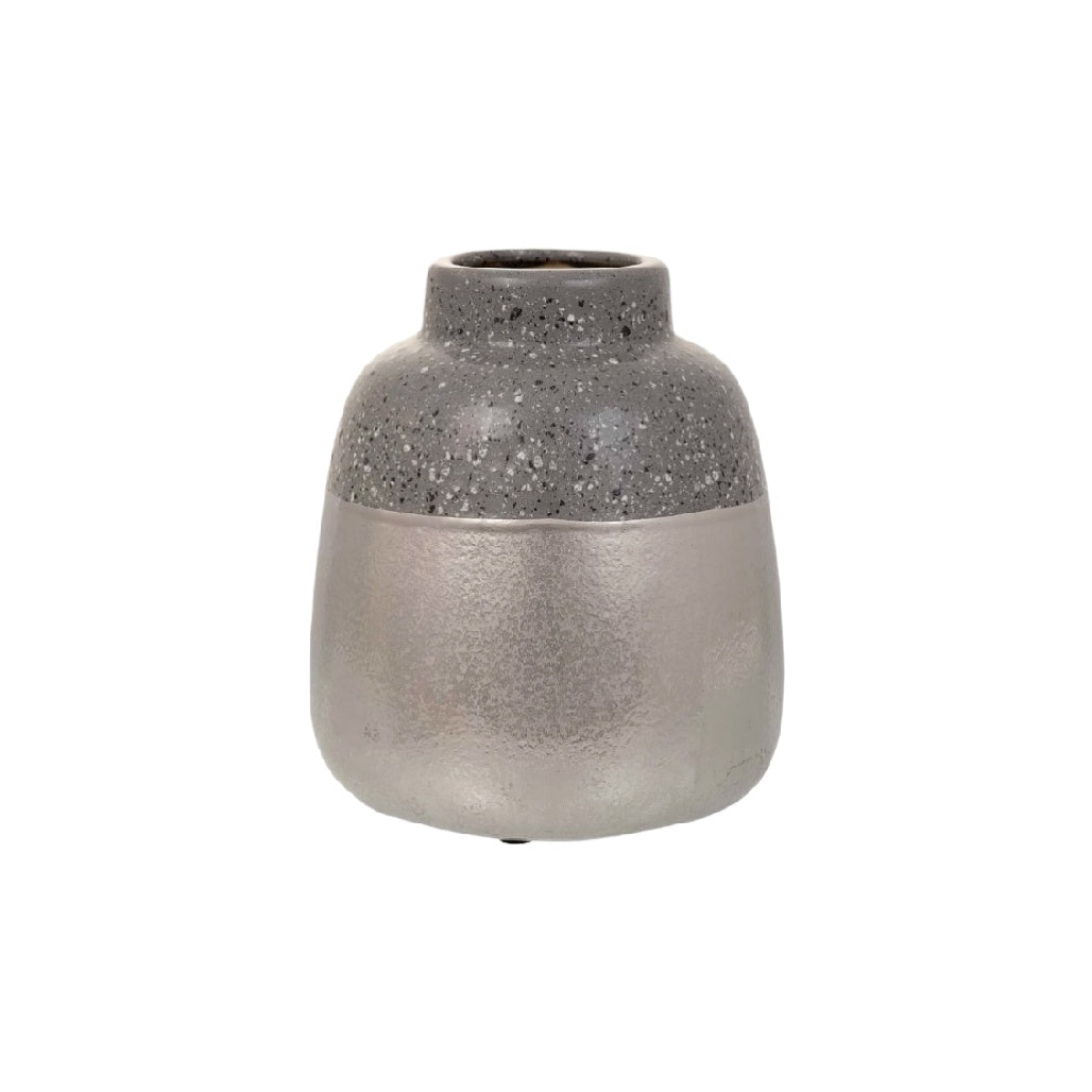 Stylish Grey Ceramic Vase with Textured Finish