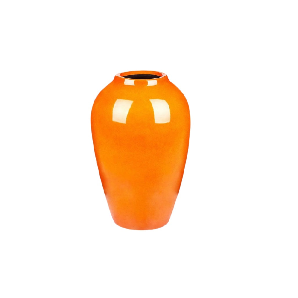 Vibrant Orange Ceramic Vase - Modern Decorative Accent Piece