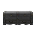 Vintage Black Chest with Drawers and Leather Straps